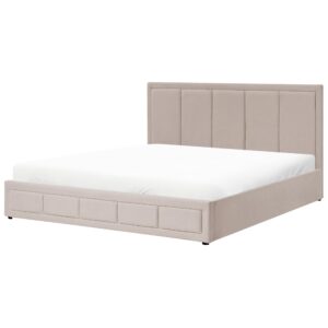BETT mit Stauraum 180/200 cm Stoff Beige Quiberon Textil Beliani Möbel > Betten Beige