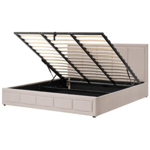 wohnli-moebel-suche-800001909990 Wohnli Möbelsuche - BETT mit Stauraum 180/200 cm Stoff Beige Quiberon