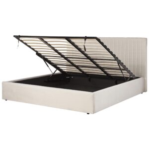 wohnli-moebel-suche-800001909991 Wohnli Möbelsuche - BETT mit Stauraum 180/200 cm Stoff Hellbeige Vion