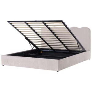 Wohnli Möbelsuche - BETT mit Stauraum 180/200 cm Chenillegewebe Taupe Nanterre