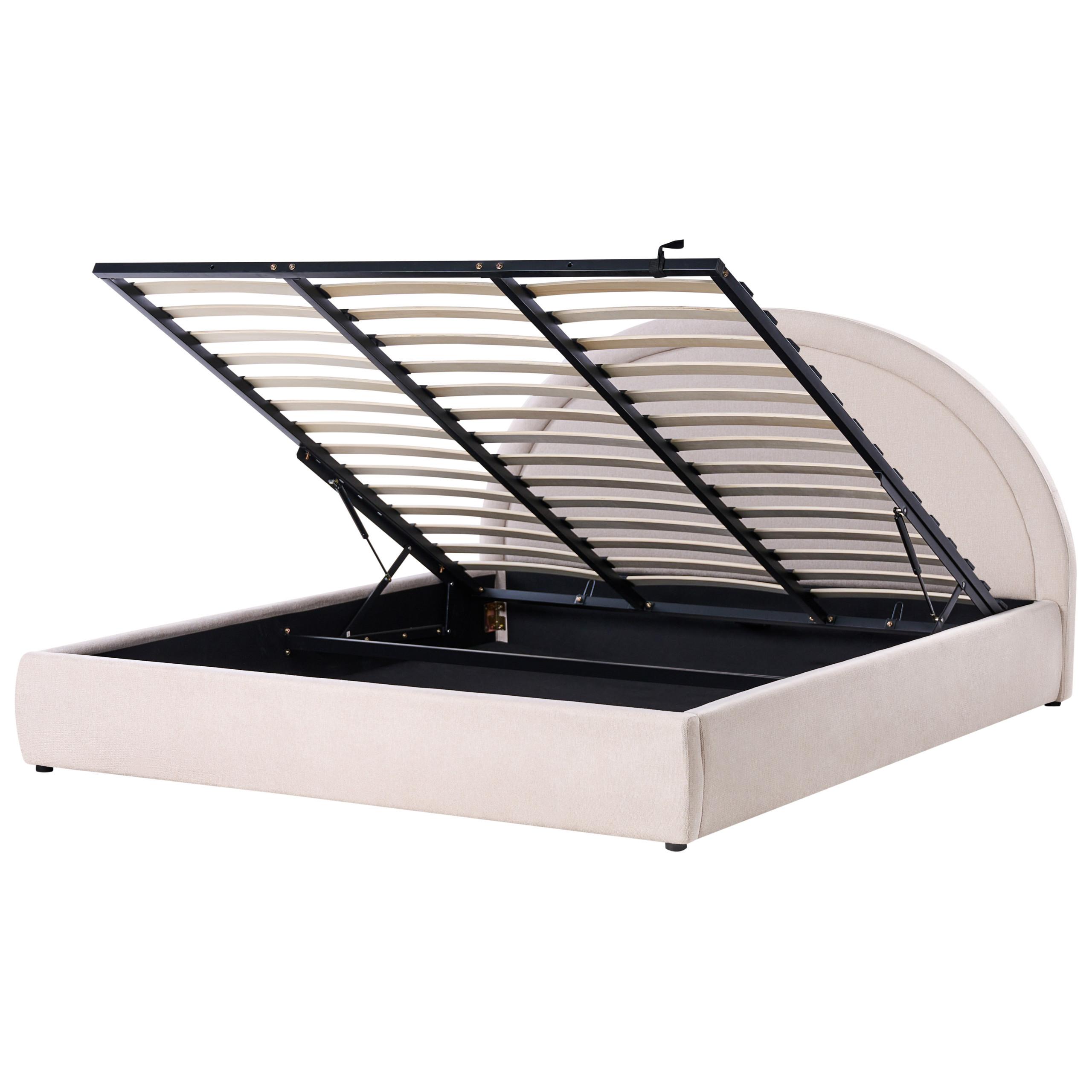 wohnli-moebel-suche-800001909999 Wohnli Möbelsuche - BETT mit Stauraum 180/200 cm Stoff Hellbeige Mouzon