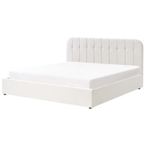 BETT mit Stauraum 180/200 cm Stoff Cremeweiß Challans Textil Beliani Möbel > Betten Weiß