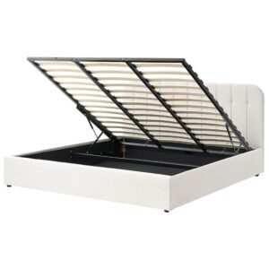 wohnli-moebel-suche-800001910000 Wohnli Möbelsuche - BETT mit Stauraum 180/200 cm Stoff Cremeweiß Challans