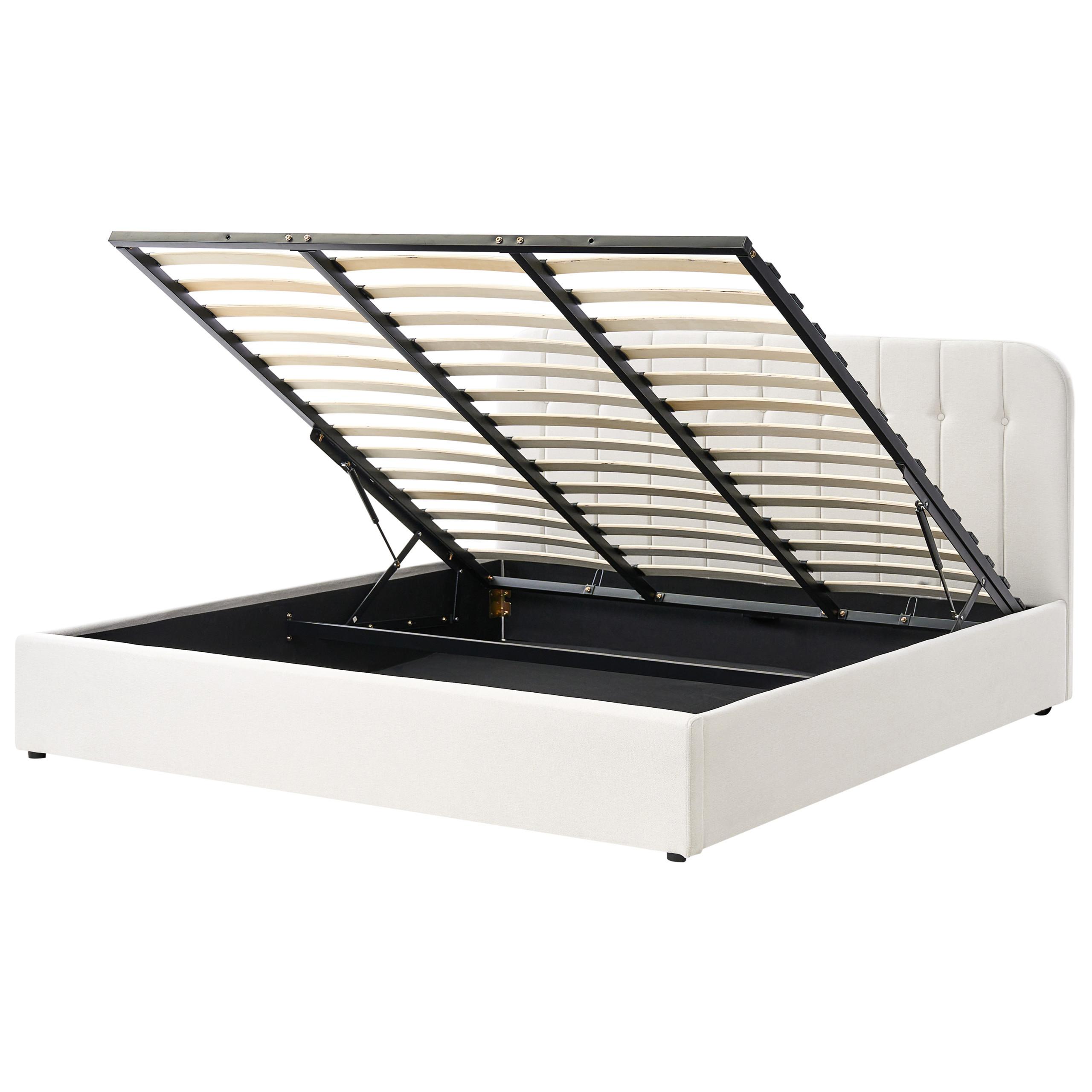 wohnli-moebel-suche-800001910000 Wohnli Möbelsuche - BETT mit Stauraum 180/200 cm Stoff Cremeweiß Challans