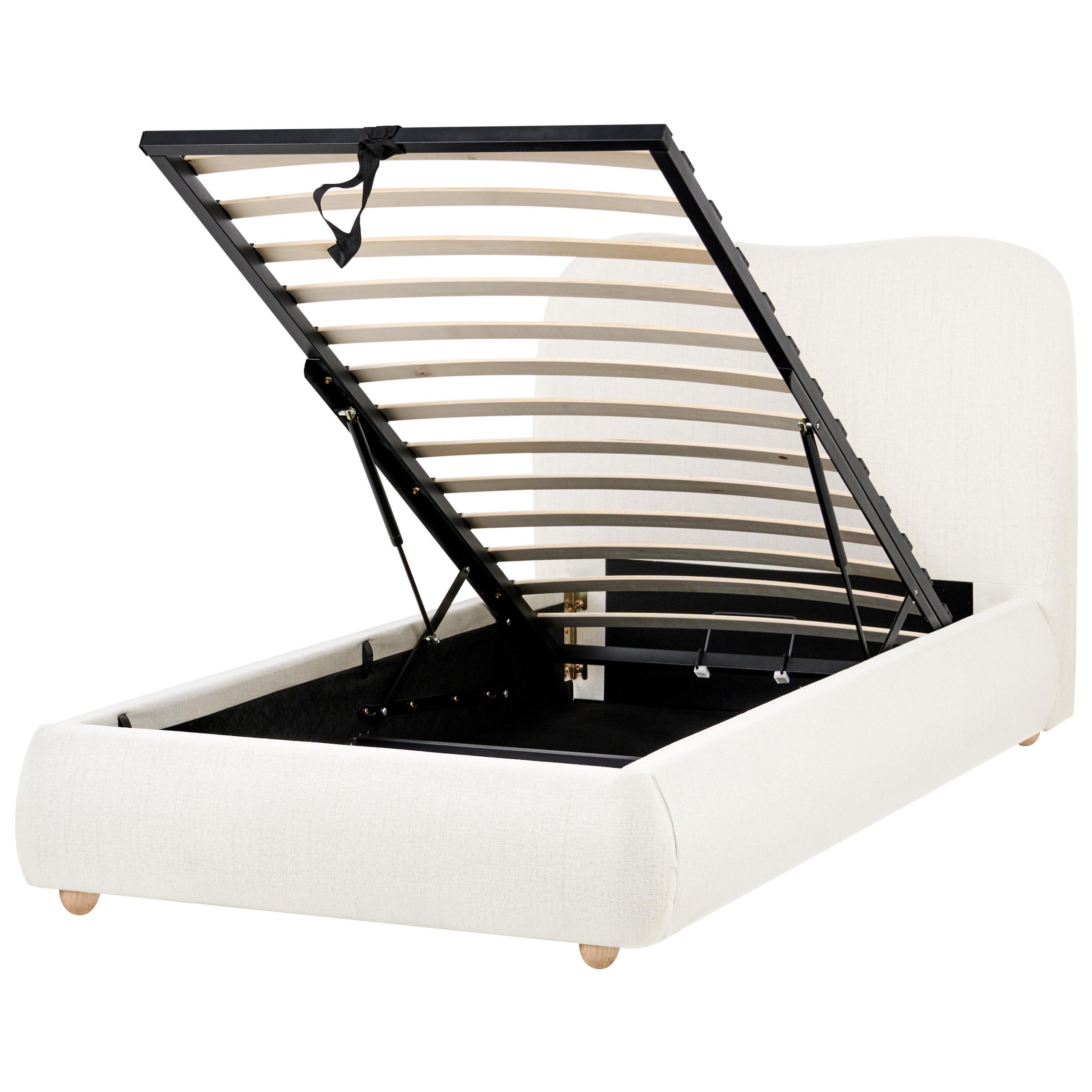 Wohnli Möbelsuche - BETT mit Stauraum 90/200 cm Stoff Cremeweiß Blagnac