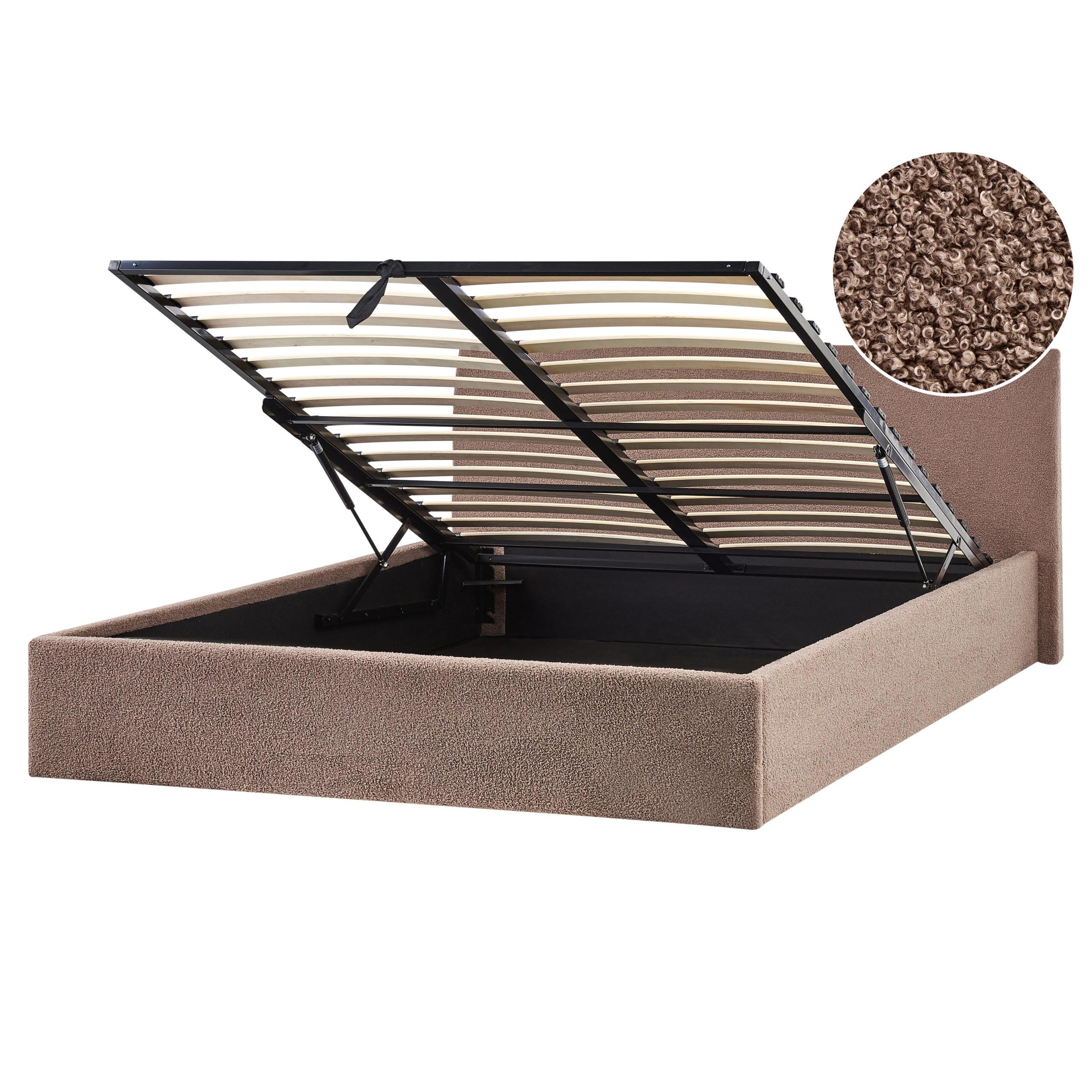 wohnli-moebel-suche-800001910003 Wohnli Möbelsuche - BETT mit Stauraum 180/200 cm Bouclé Braun Orbey