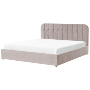 wohnli-moebel-suche-800001910004-1 BETT mit Stauraum 180/200 cm Chenillegewebe Taupe Challans Textil Beliani Möbel > Betten Taupe