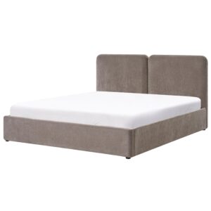 wohnli-moebel-suche-800001910005-1 BETT mit Stauraum 180/200 cm Chenillegewebe Taupe Arbois Textil Beliani Möbel > Betten Taupe