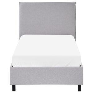 BETT mit Lattenrost 90/200 cm Stoff Hellgrau Sennez Textil Beliani Möbel > Betten Grau
