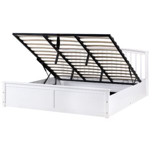 Wohnli Möbelsuche - BETT mit Stauraum 180/200 cm Kiefernholz Weiß Clarbec