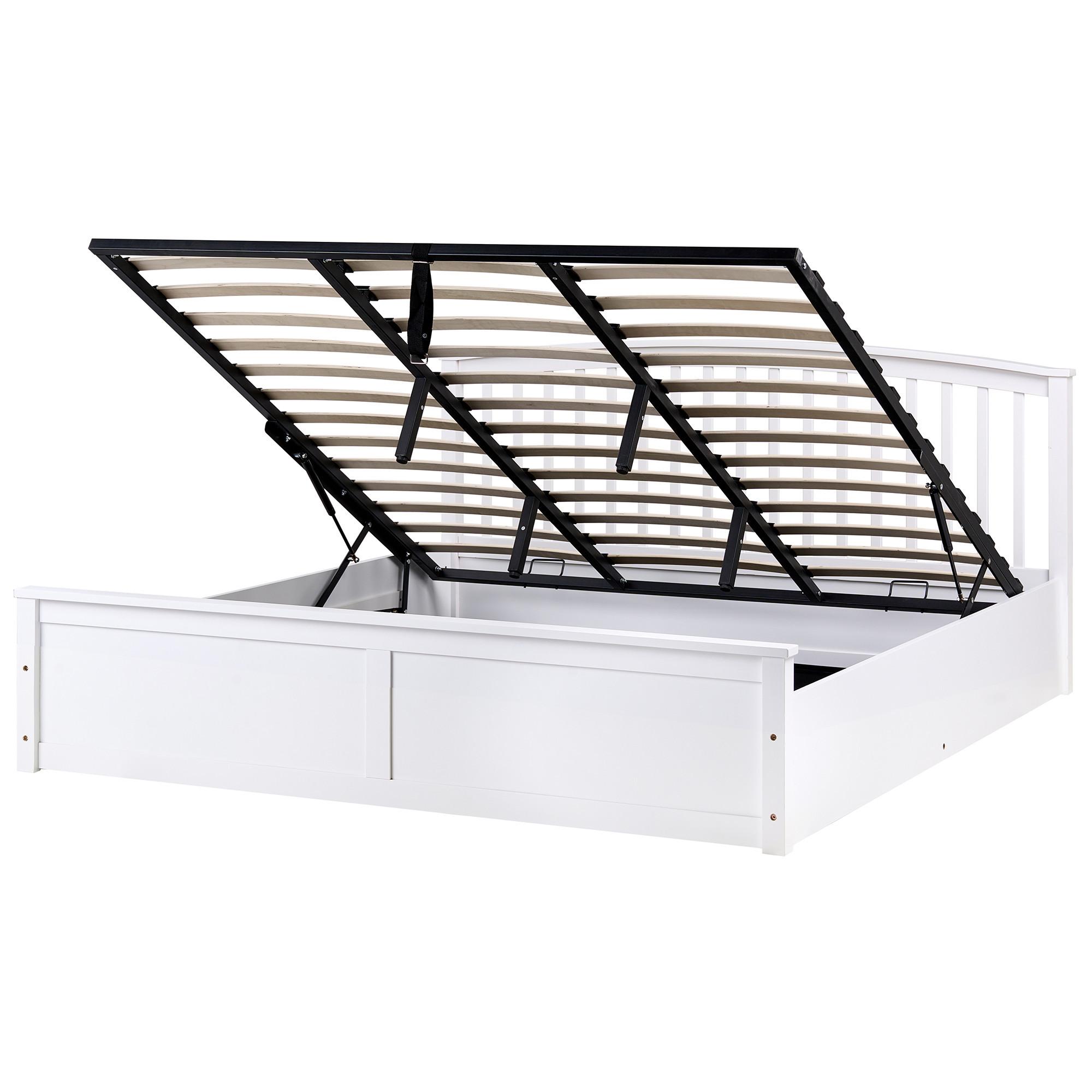 Wohnli Möbelsuche - BETT mit Stauraum 180/200 cm Kiefernholz Weiß Clarbec