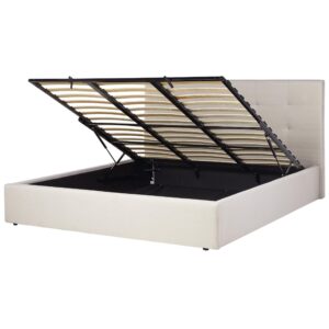 Wohnli Möbelsuche - BETT mit Stauraum 180/200 cm Stoff Beige Lorient