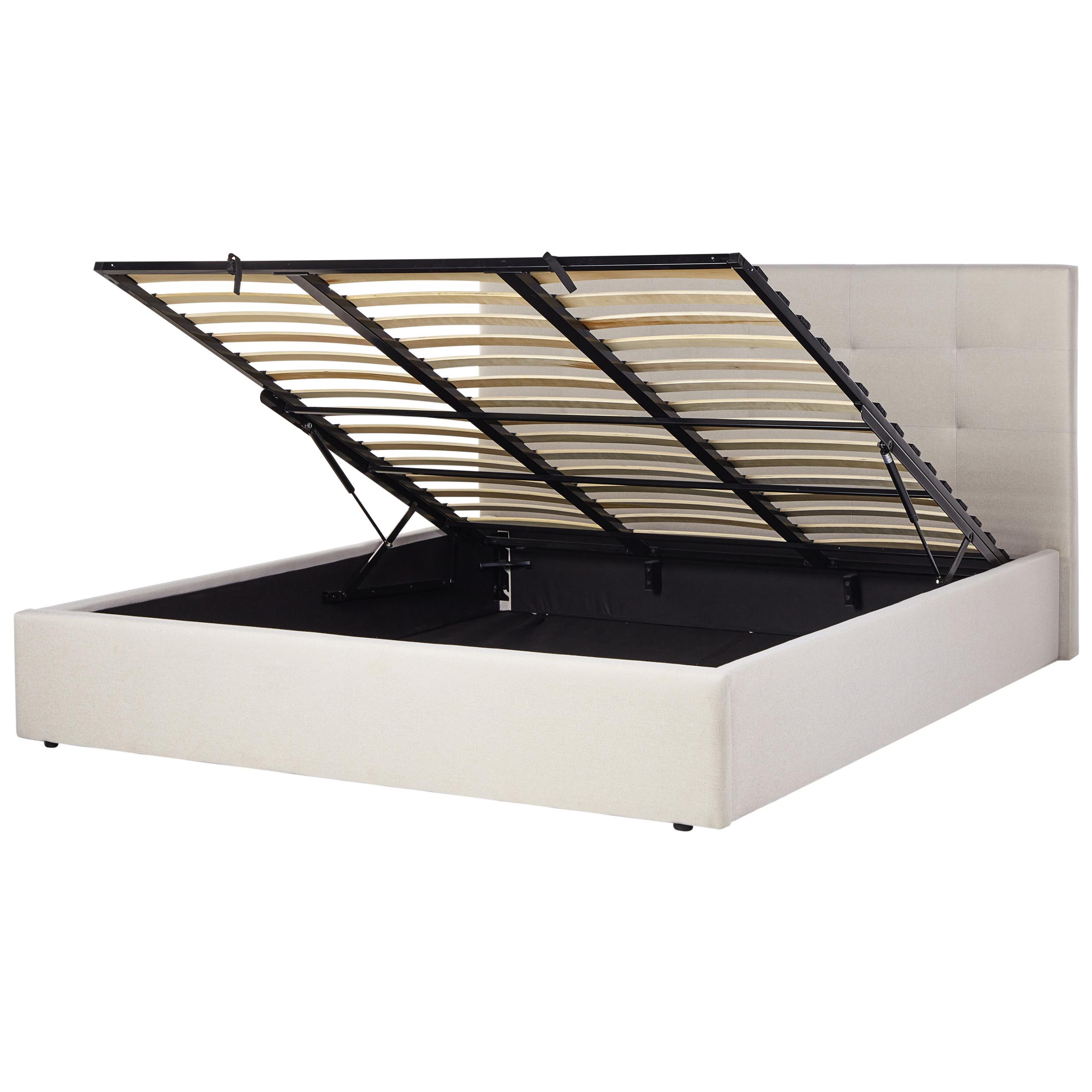 Wohnli Möbelsuche - BETT mit Stauraum 180/200 cm Stoff Beige Lorient