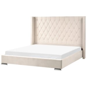 wohnli-moebel-suche-800001910024 Wohnli Möbelsuche - BETT mit Lattenrost 180/200 cm Samtstoff Cremeweiß Lubbon