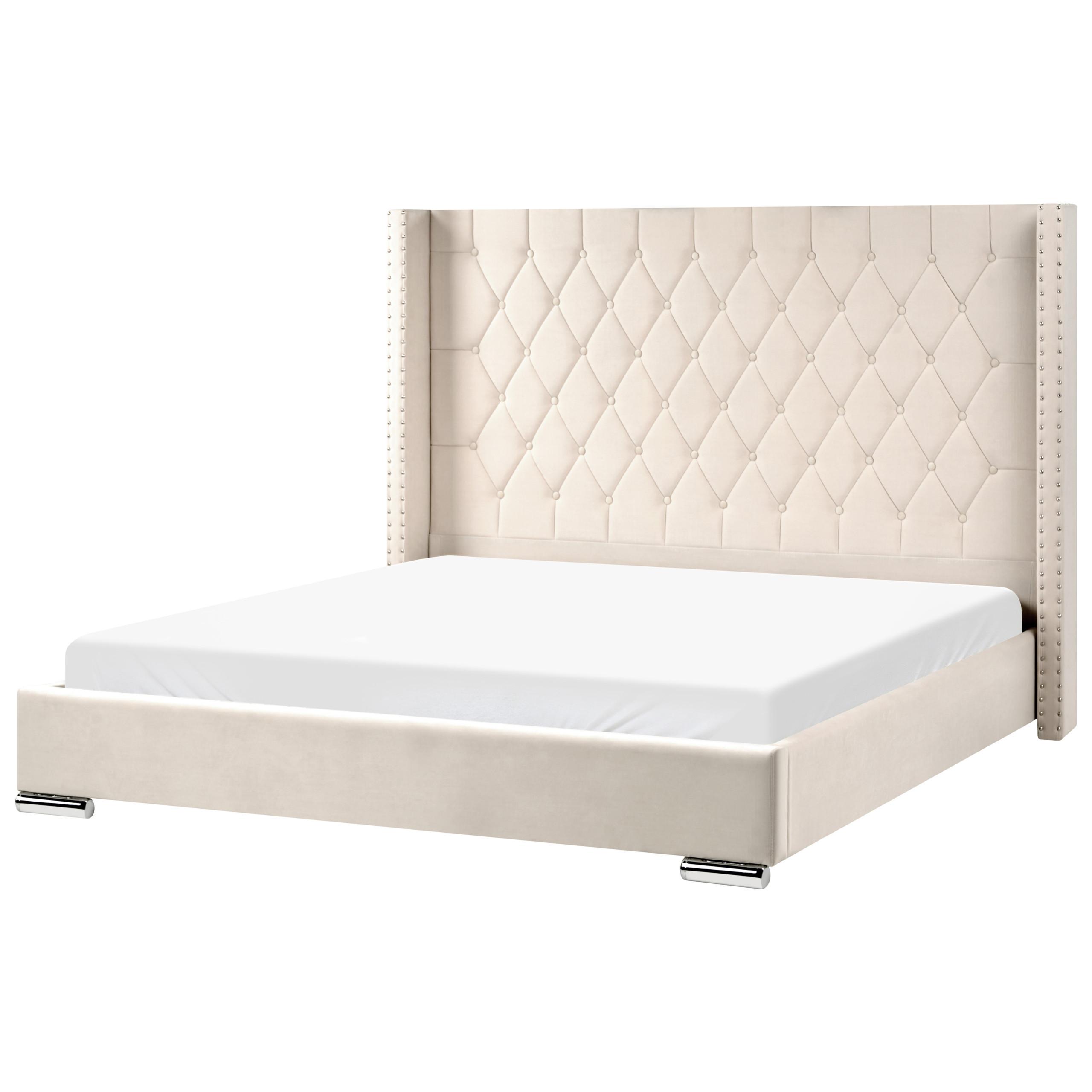 wohnli-moebel-suche-800001910024 Wohnli Möbelsuche - BETT mit Lattenrost 180/200 cm Samtstoff Cremeweiß Lubbon