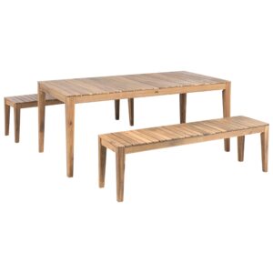 wohnli-moebel-suche-800001910028 Wohnli Möbelsuche - GARTENMÖBEL-SET mit Bänken 6-Sitzer Hellbraun zertifiziertes Akazienholz Chioggia