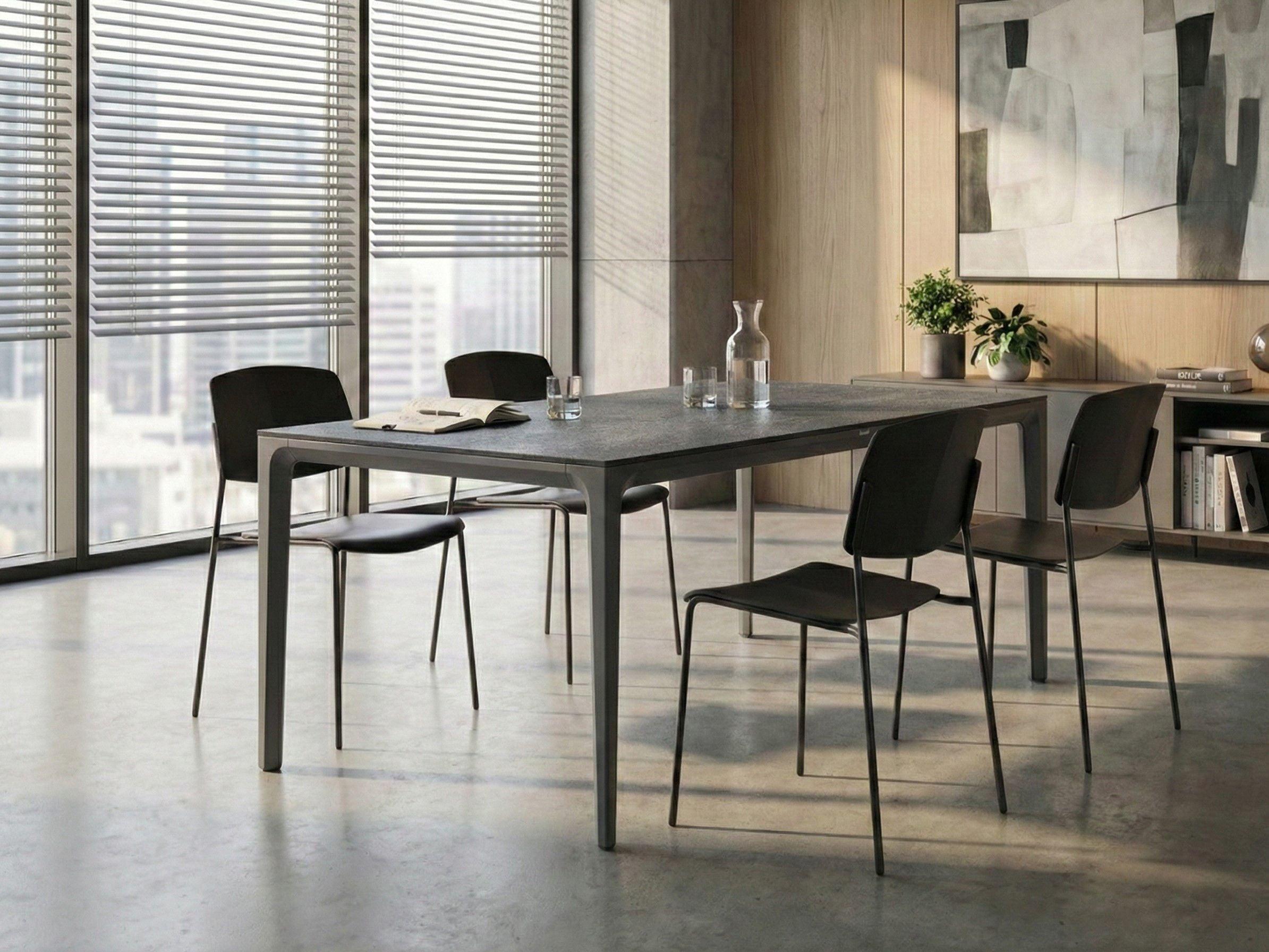 KONFERENZTISCH 90/180 cm Dunkelgrau Sovareto Kunststoff Beliani Möbel > Tische Grau