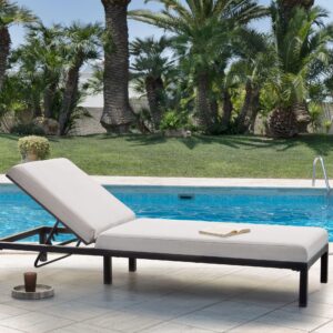 wohnli-moebel-suche-800001910057-1 SONNENLIEGE mit Kissen Hellbeige Lariano Metall Garten & Outdoor > Gartenmöbel > Gartenliegen Beige