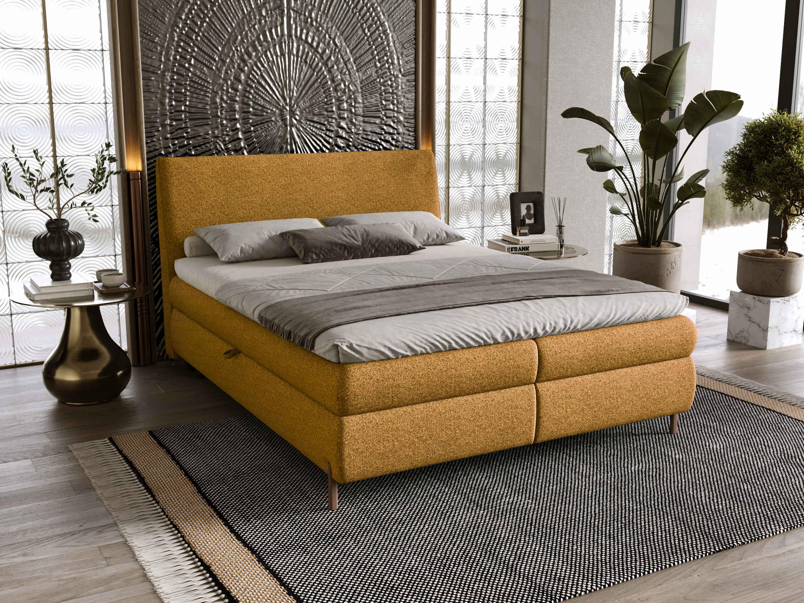 BOXBETT Evia - H3 Textil MIRJAN24 Möbel > Betten > Boxspringbetten Braun