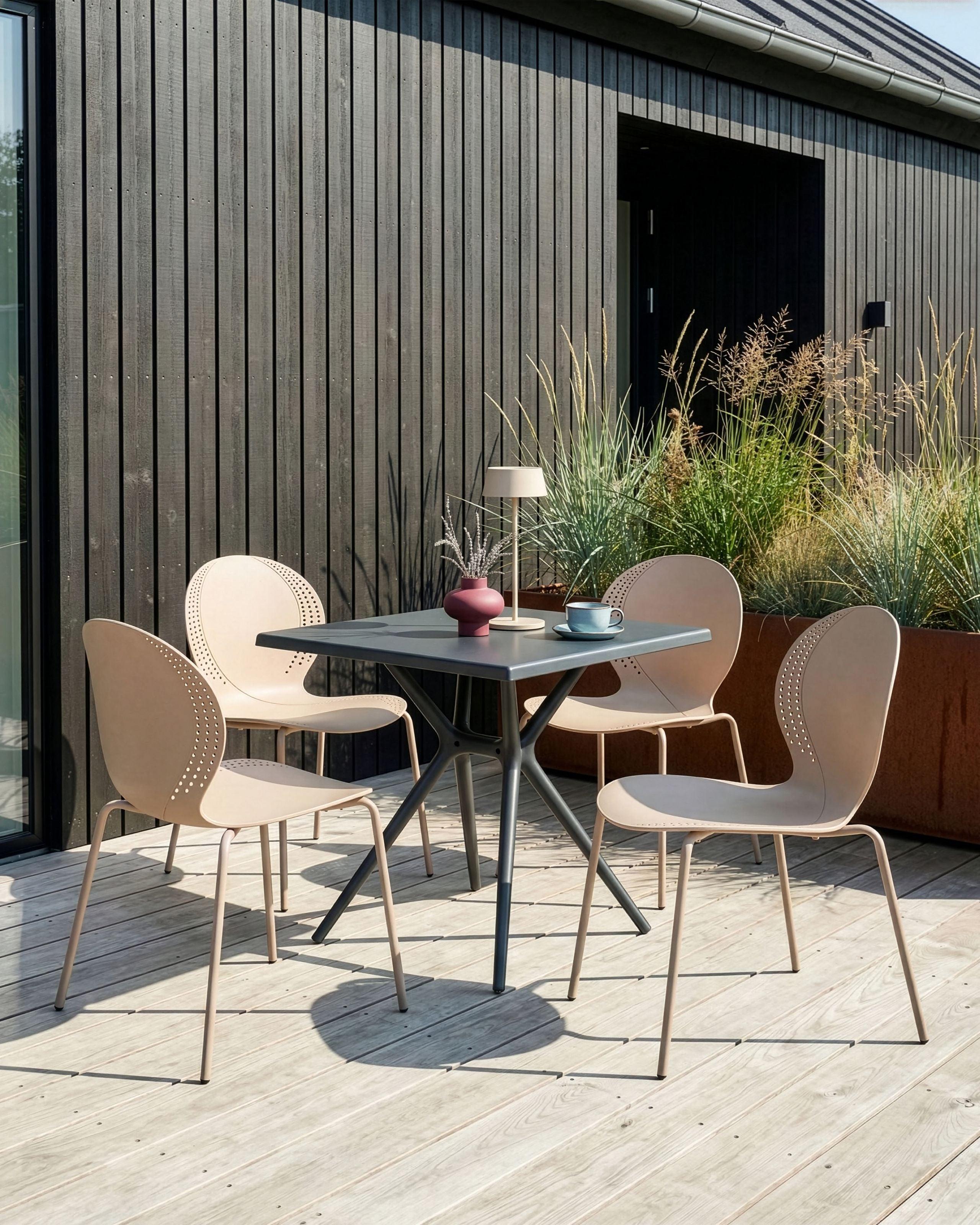 GARTENSTUHL 4er-Set stapelbar Beige Milos Kunststoff Beliani Garten & Outdoor > Gartenmöbel > Gartenstühle Beige