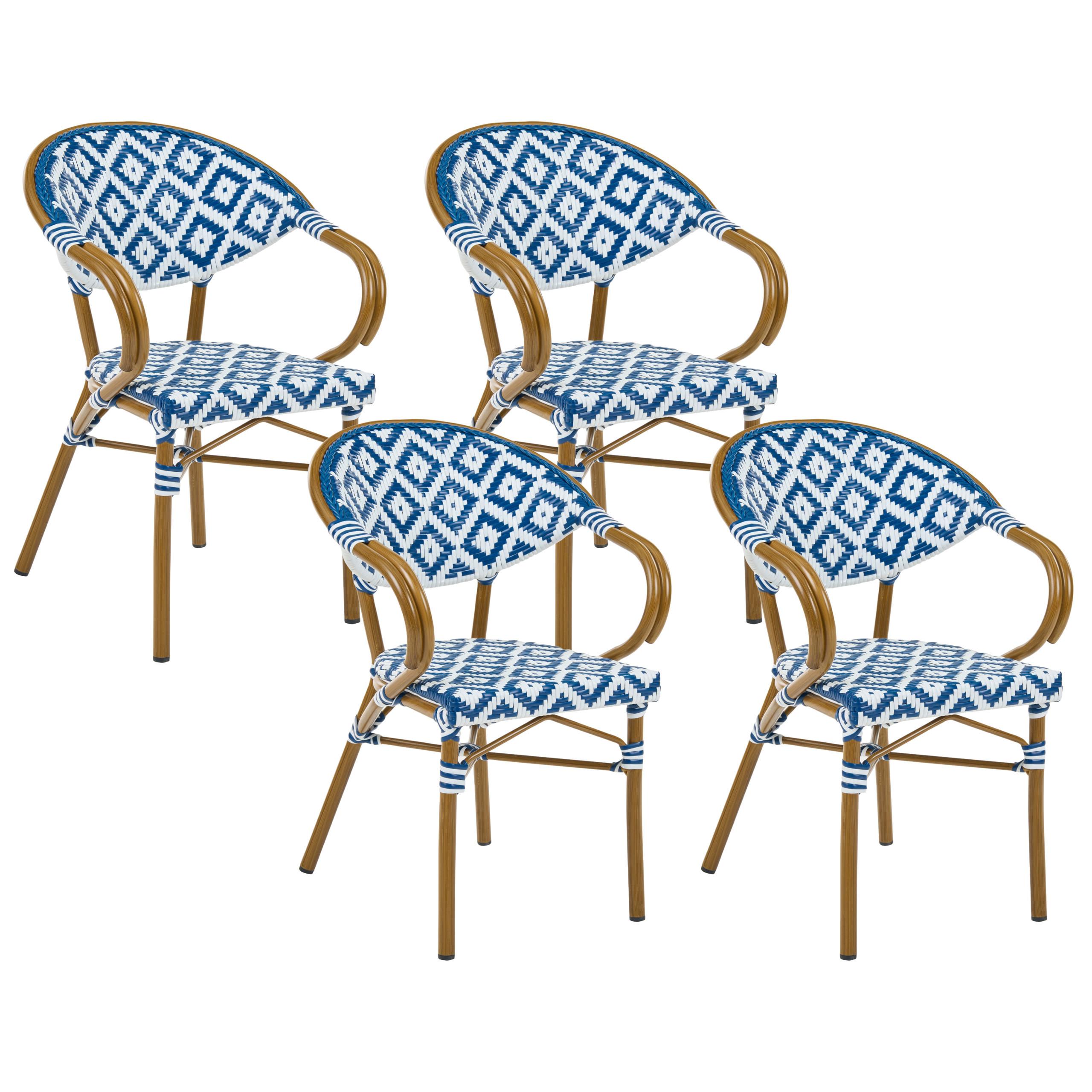 wohnli-moebel-suche-800001912926 Wohnli Möbelsuche - GARTENSTUHL 4er-Set Polyrattan Blau/Weiß Caspri