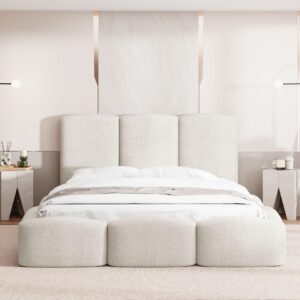 wohnli-moebel-suche-800001913128-1 POLSTERBETT Harmony mit Bettkasten & Lattenrost in Creme Chenille 120 x 200 cm Textil WFL GROUP Möbel > Betten > Polsterbetten Weiß