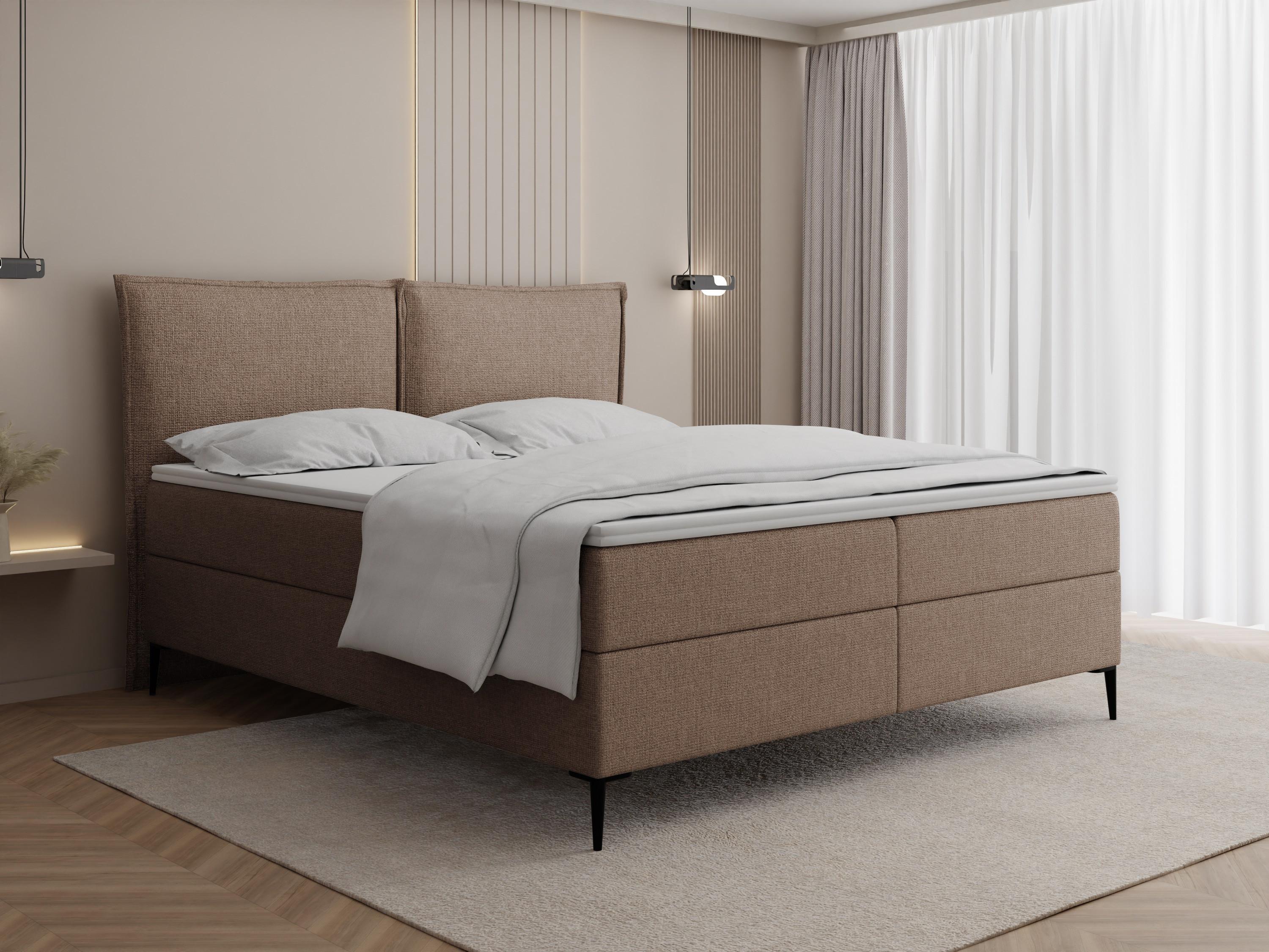 Braun Chenille 200x200 cm – inkl. H4 Taschenfederkern Matratze & Foam Topper
