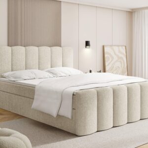 wohnli-moebel-suche-800001913239-1 Creme Chenille 120x200 cm – inkl. H4 Taschenfederkern Matratze & Foam Topper