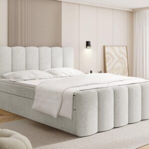 wohnli-moebel-suche-800001913282-1 Weiß Chenille 120x200 cm – inkl. H4 Taschenfederkern Matratze & Foam Topper
