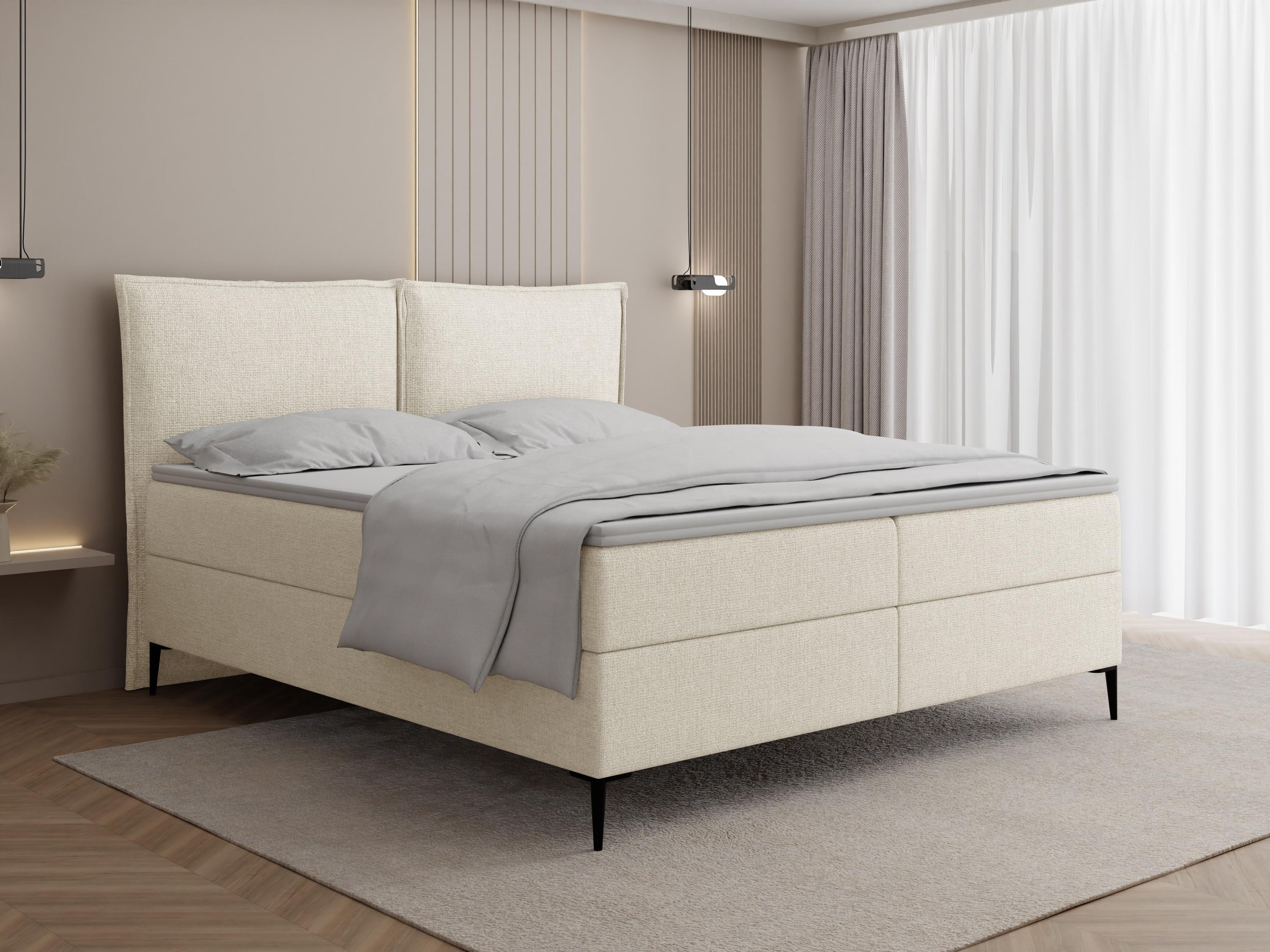 Creme Chenille 160x200 cm – inkl. H4 Taschenfederkern Matratze & Foam Topper