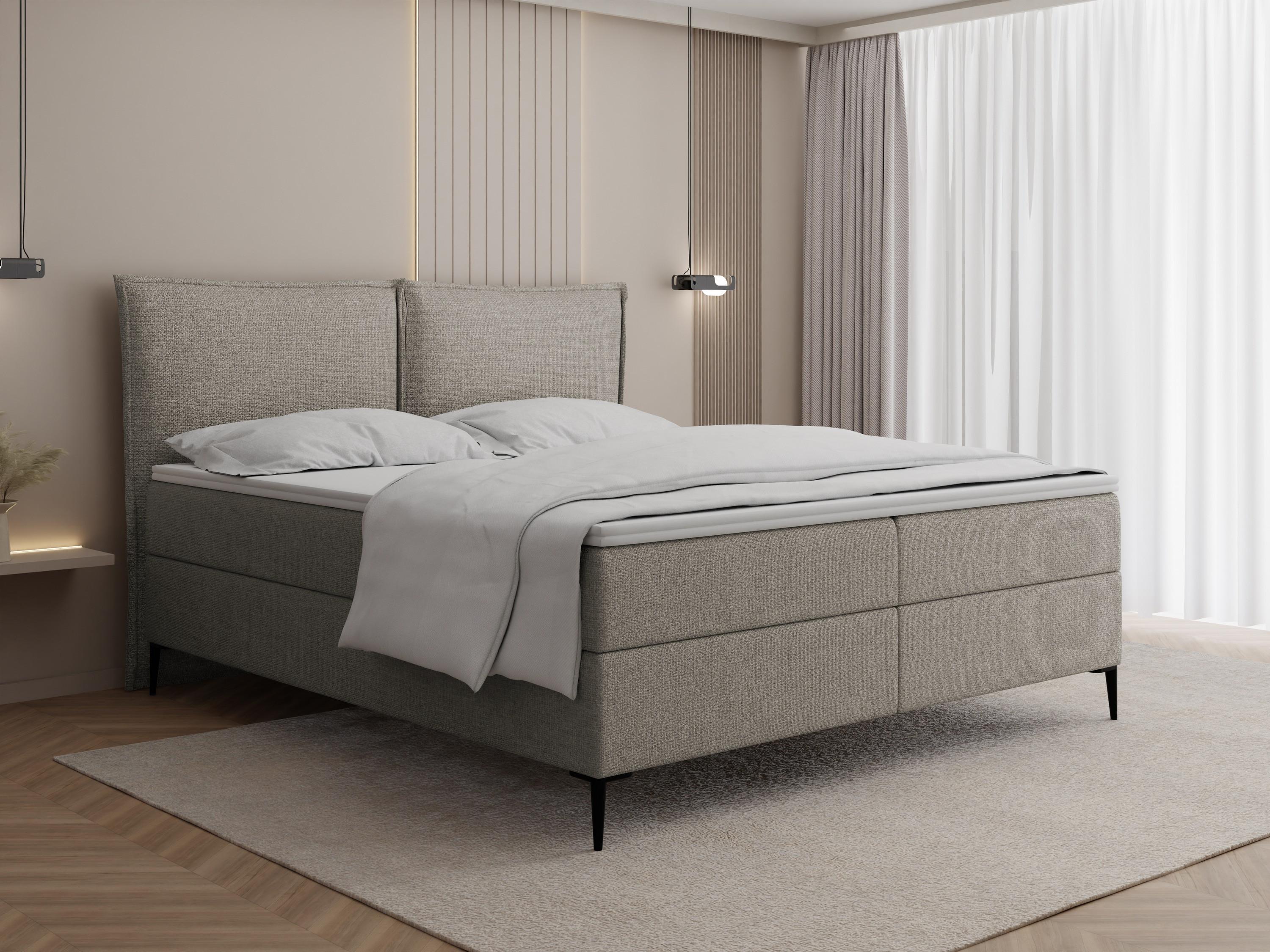 Taupe Chenille 180x200 cm – inkl. H4 Taschenfederkern Matratze & Foam Topper