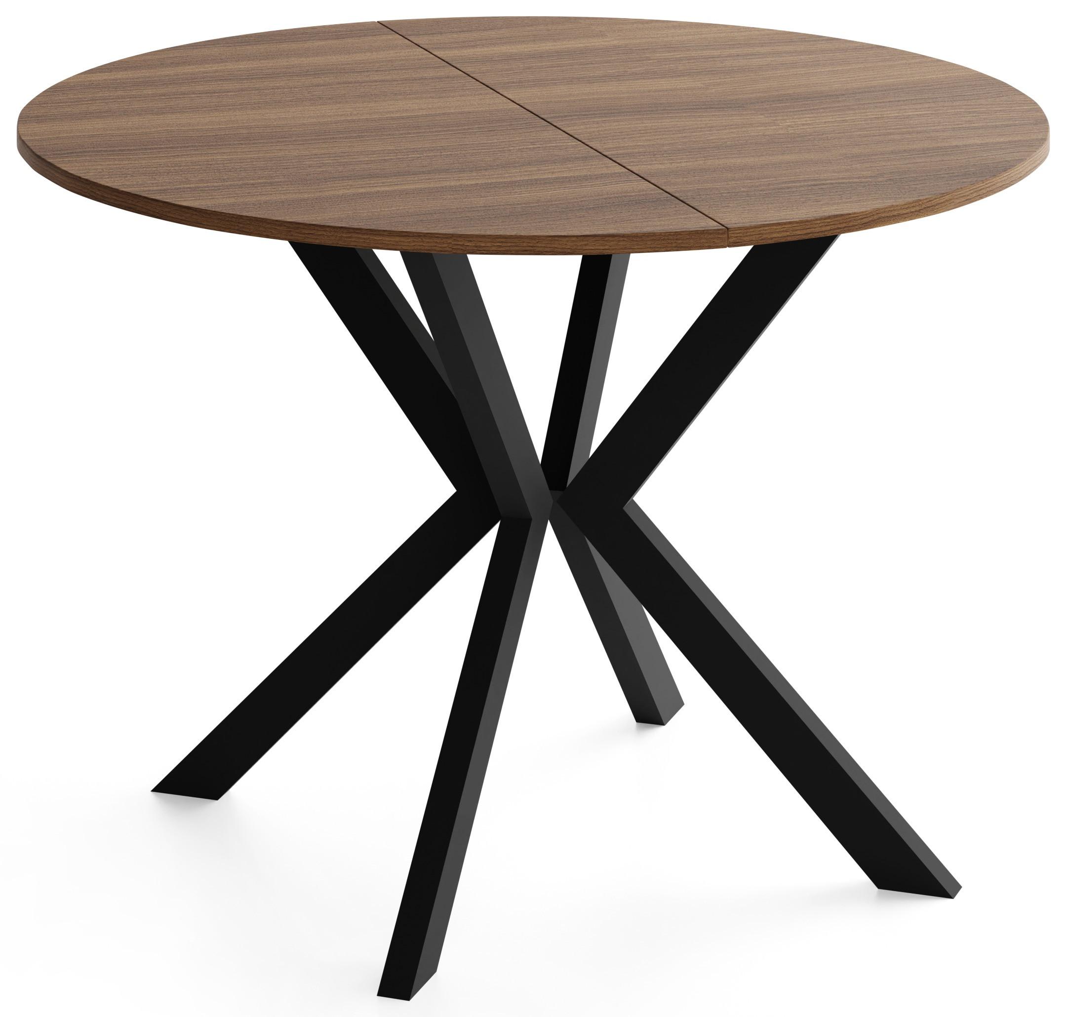 wohnli-moebel-suche-800001913649 Wohnli Möbelsuche - ESSTISCH Valio rund oval ausziehbar verlängerbar mit schwarzen Metallbeinen
