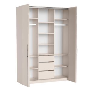 FALTTÜRENSCHRANK Omodeo 170 cm breit in Kaschmir – mit WingLine-Falttüren Holzwerkstoff AX Living Möbel > Schränke > Kleiderschränke Beige
