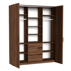 wohnli-moebel-suche-800001928594-1 FALTTÜRENSCHRANK Omodeo 200 cm breit in Warmia-Nussbaum – mit WingLine-Falttüren Holzwerkstoff AX Living Möbel > Schränke > Kleiderschränke Braun