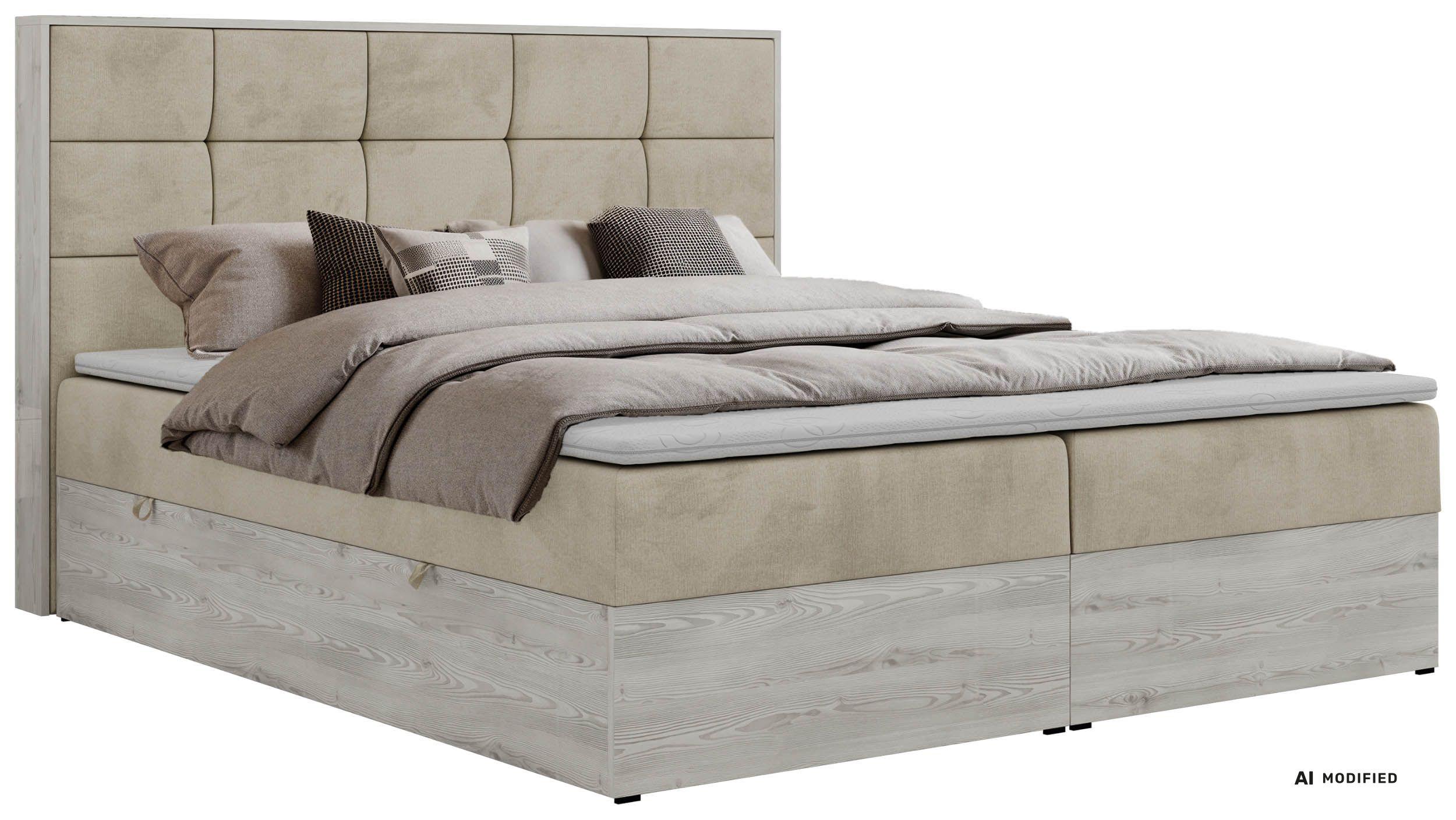 wohnli-moebel-suche-800001931025 Wohnli Möbelsuche - BOXBETT ALNOR 180/200 Beige Velvet - Topper T25 - H3