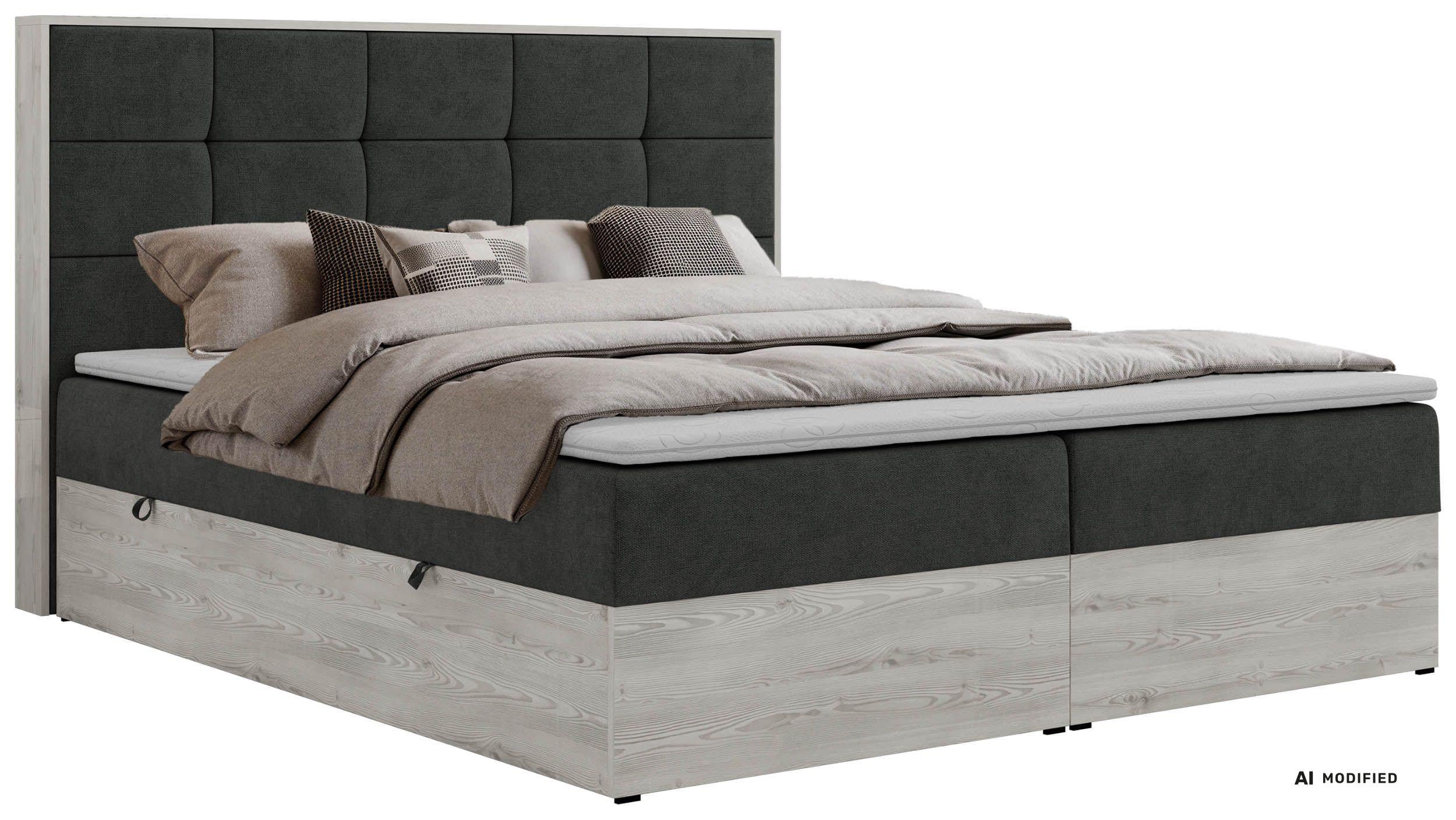 wohnli-moebel-suche-800001931066 Wohnli Möbelsuche - BOXBETT ALNOR 180/200 Dunkelgrau Stukture - Topper Visco - H3