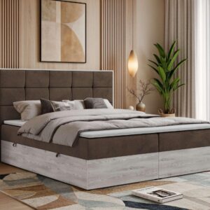 wohnli-moebel-suche-800001931068-1 BOXBETT ALNOR 160/200 Braun Velvet - Topper Visco - H3 Textil MKS Möbel > Betten > Boxspringbetten Braun