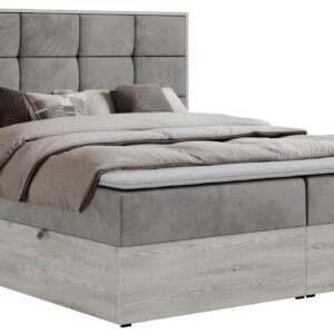 wohnli-moebel-suche-800001931088 Wohnli Möbelsuche - BOXBETT ALNOR 180/200 Hellgrau Velvet - Topper Visco - H3