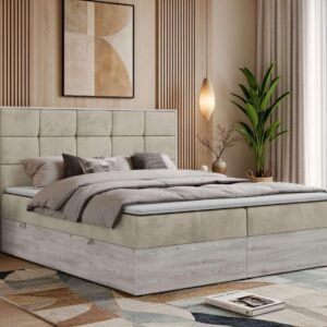 BOXBETT ALNOR 200/200 Beige Velvet - Topper Visco - H4 Textil MKS Möbel > Betten > Boxspringbetten Beige