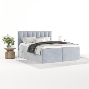 BOXBETT Bari 180/200 cm Hellgrau im Paros Stoff Textil AltaBeds Möbel > Betten > Boxspringbetten Grau