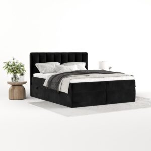 wohnli-moebel-suche-800001932982-1 BOXBETT Bari 160/200 cm Schwarz im Kronos Stoff Textil AltaBeds Möbel > Betten > Boxspringbetten Schwarz