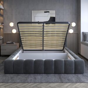 wohnli-moebel-suche-800001933981-1 BOXBETT 180/200 Auria Dunkelgrau Holz Petits-meubles Möbel > Betten > Boxspringbetten Grau