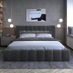 wohnli-moebel-suche-800001933982-1 BOXBETT 160/200 Auria Dunkelgrau Holz Petits-meubles Möbel > Betten > Boxspringbetten Grau