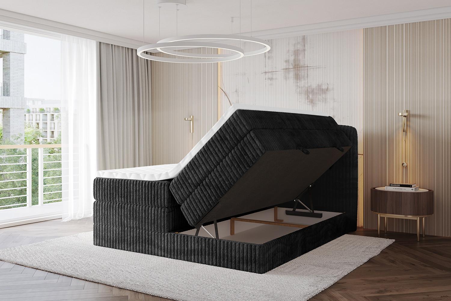 BOXBETT mit Matratze H3|H4 - NINA KING - 160x200 cm - Schwarz Holzwerkstoff ALTDECOR Möbel > Betten > Boxspringbetten Grau