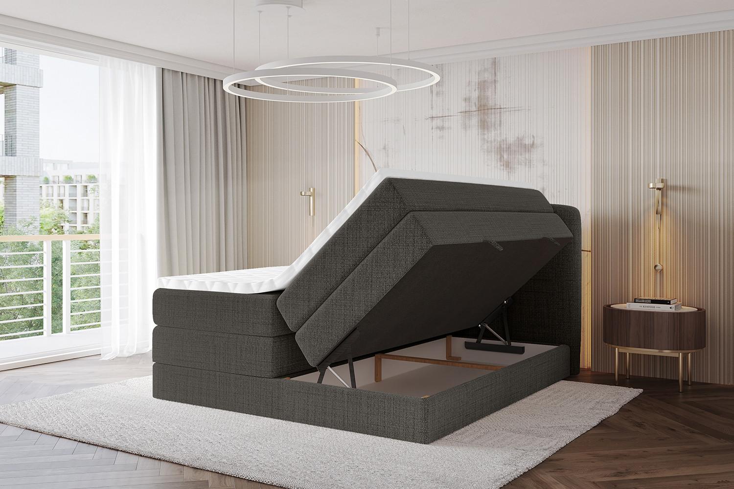 BOXBETT mit Matratze H3|H4 - NINA KING - 160x200 cm - Grau Holzwerkstoff ALTDECOR Möbel > Betten > Boxspringbetten Grau