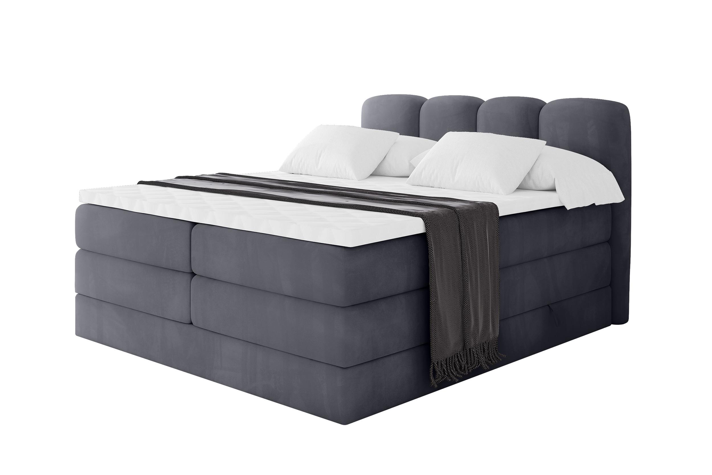 Wohnli Möbelsuche - BOXBETT mit Matratze H3|H4 - NINA KING - 180x200 cm - Dunkelgrau