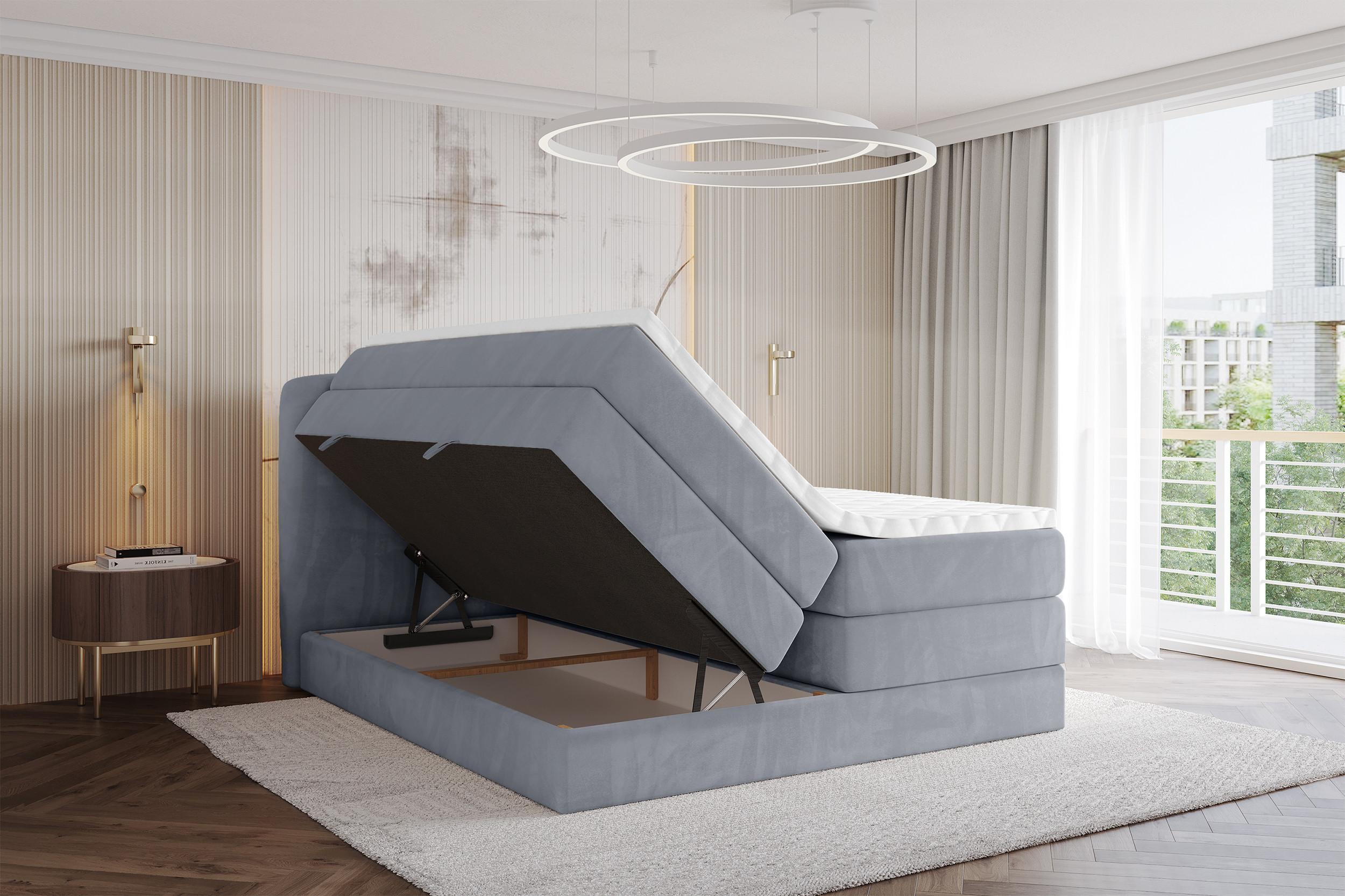BOXBETT mit Matratze H3|H4 - NINA KING - 160x200 cm - Grau Holzwerkstoff ALTDECOR Möbel > Betten > Boxspringbetten Anthrazit