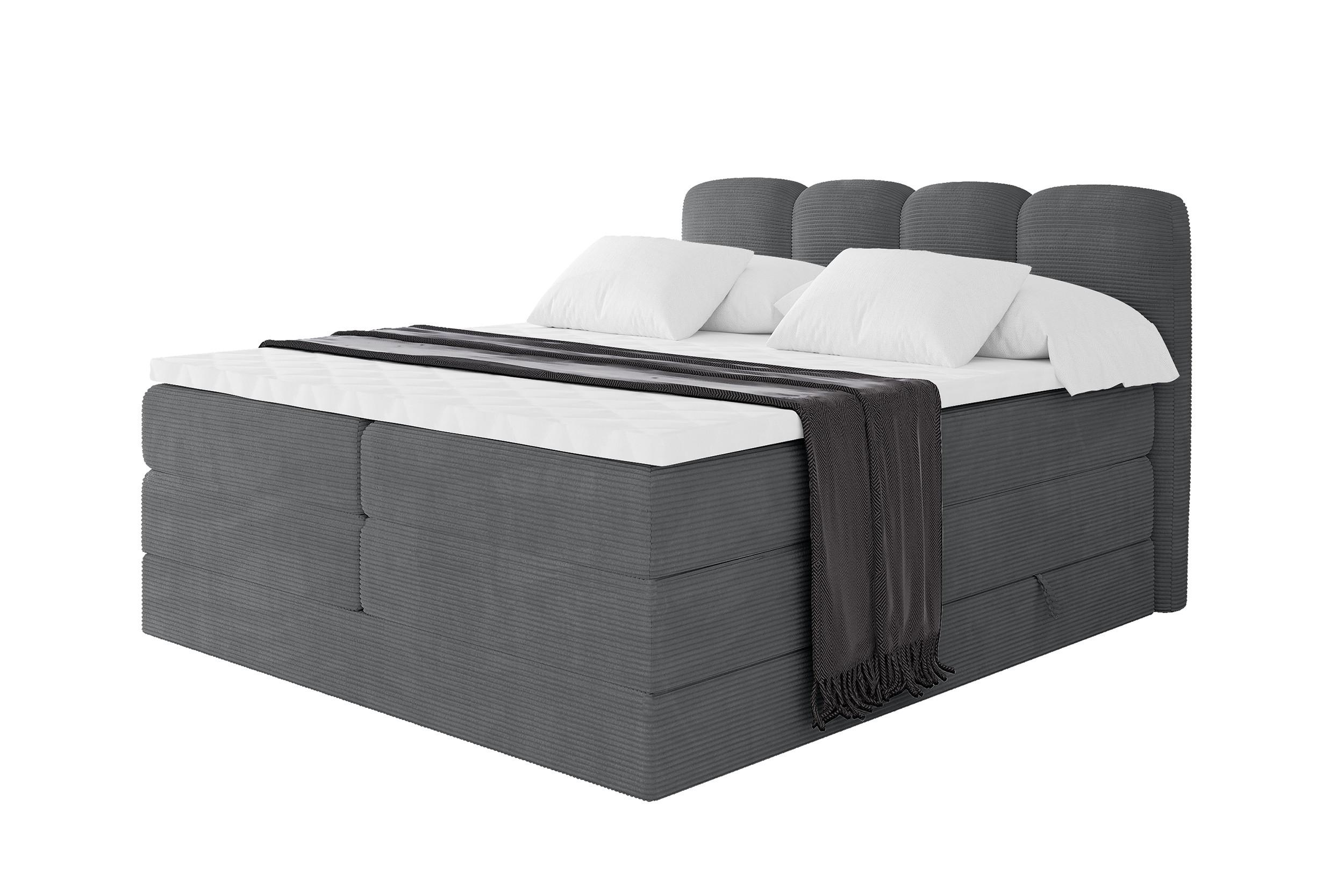 Wohnli Möbelsuche - BOXBETT mit Matratze H3|H4 - NINA KING - 160x200 cm - Dunkelgrau