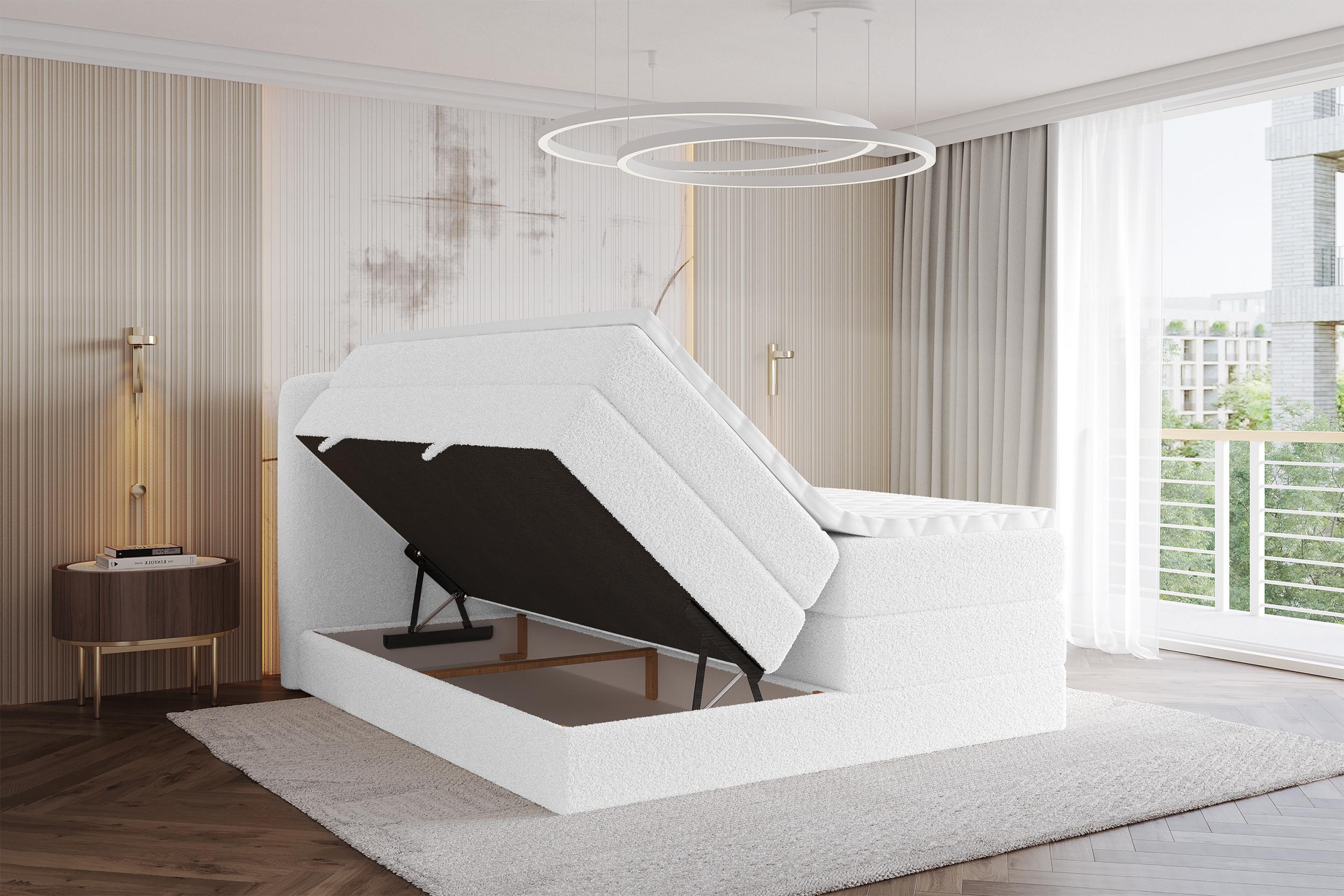 BOXBETT mit Matratze H3|H4 - NINA KING - 140x200 cm - Weiß Holzwerkstoff ALTDECOR Möbel > Betten > Boxspringbetten Weiß