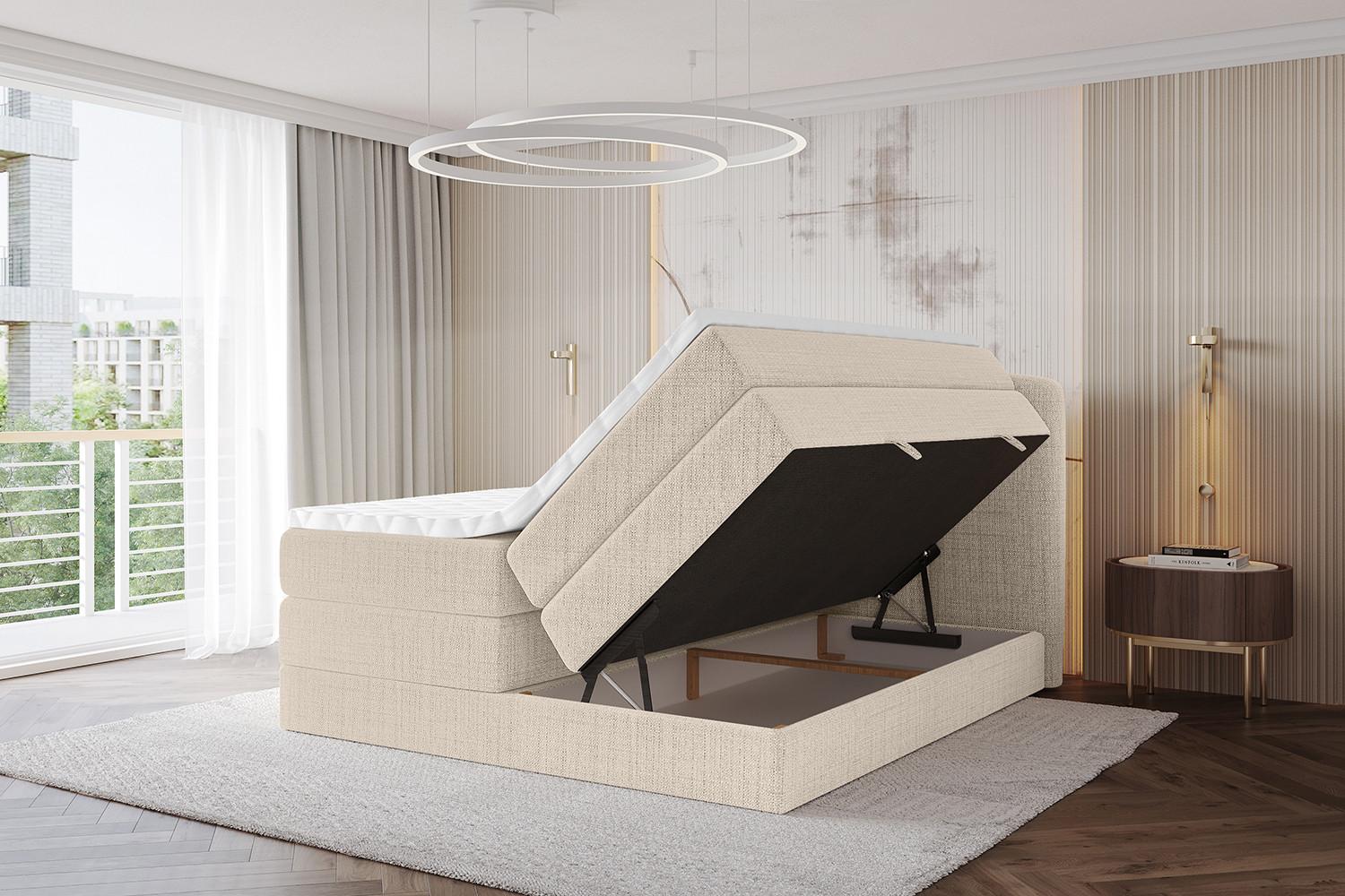 BOXBETT mit Matratze H3|H4 - NINA KING - 200x200 cm - Beige Holzwerkstoff ALTDECOR Möbel > Betten > Boxspringbetten Beige